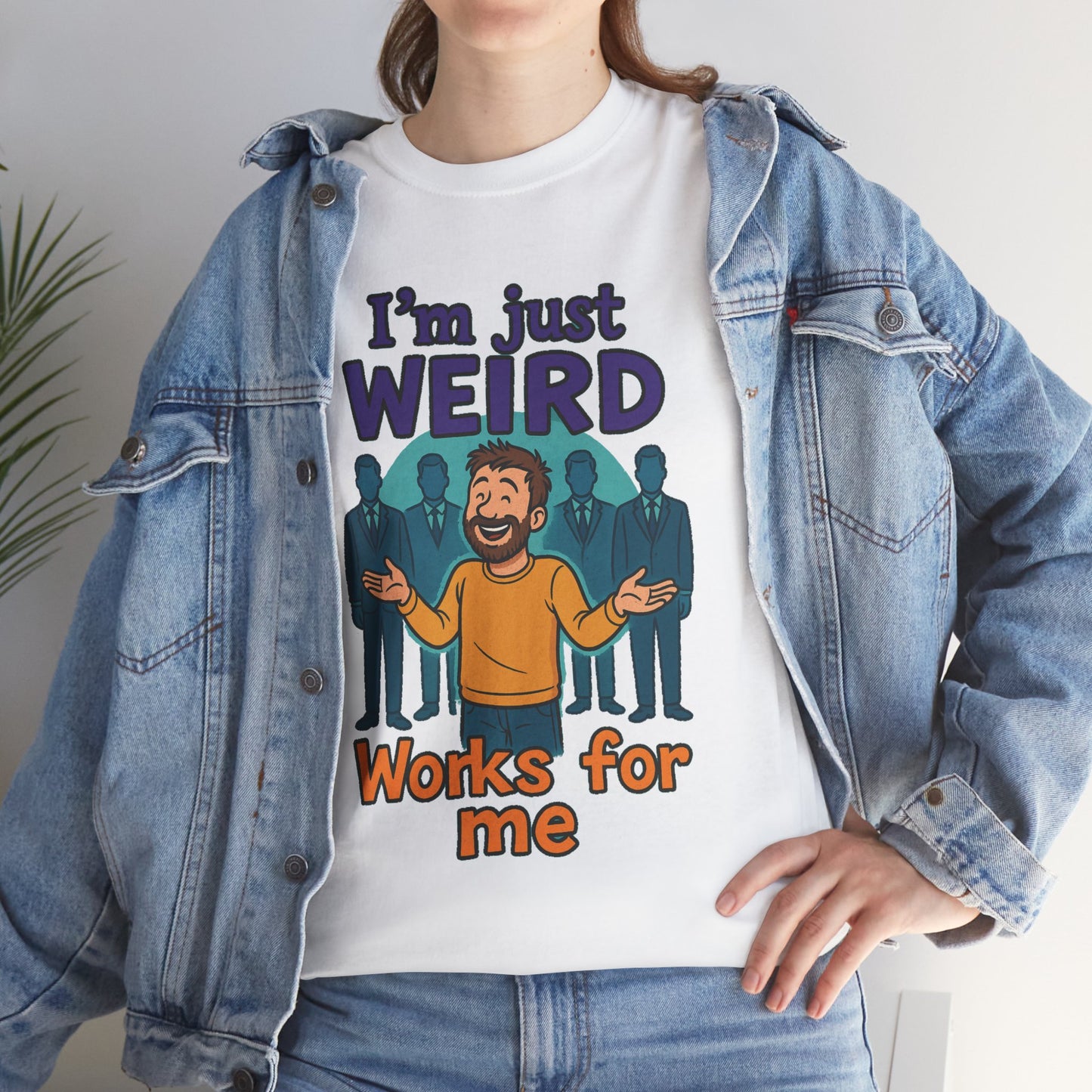 Fun Unisex Heavy Cotton Tee - "I'm Just Weird, Works for Me"