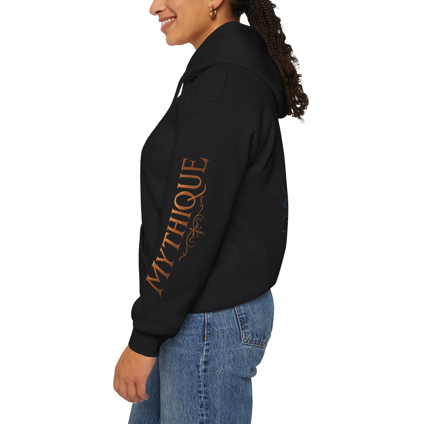 Gothic Sword & Black Rose Unisex Hoodie – Dark Floral Design for Fantasy Enthusiasts