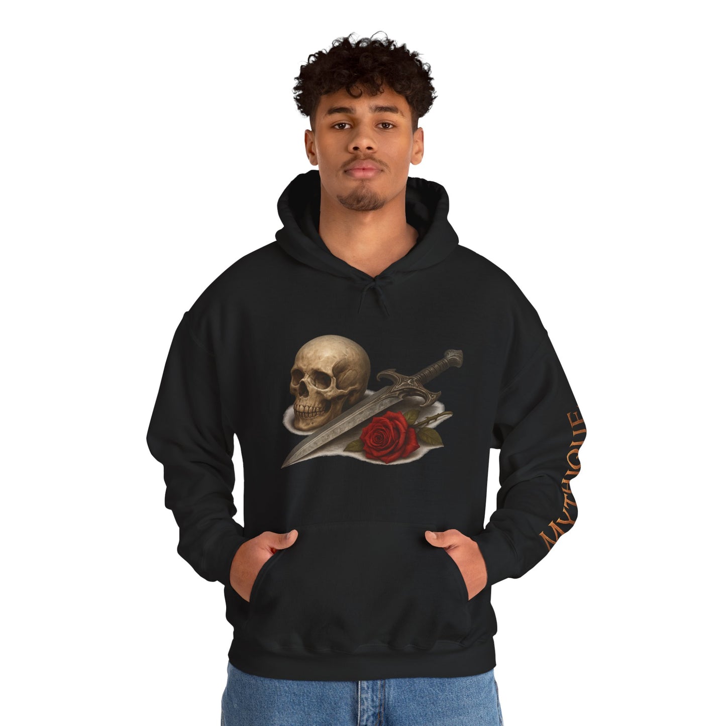 Skull, Dagger & Rose Hoodie — Gothic Tattoo-Inspired Sweatshirt