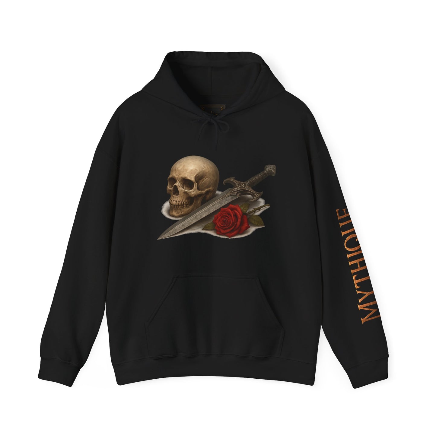 Skull, Dagger & Rose Hoodie — Gothic Tattoo-Inspired Sweatshirt