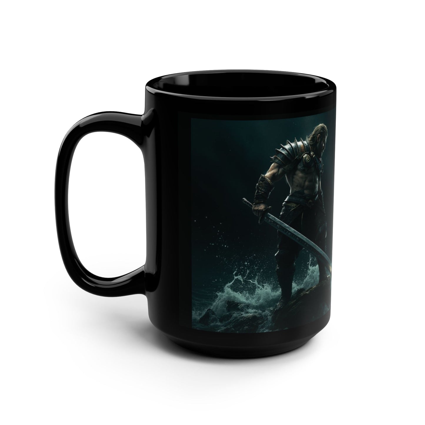 Fantasy-Themed 15oz Coffee Mug: Warrior & Mermaid 2