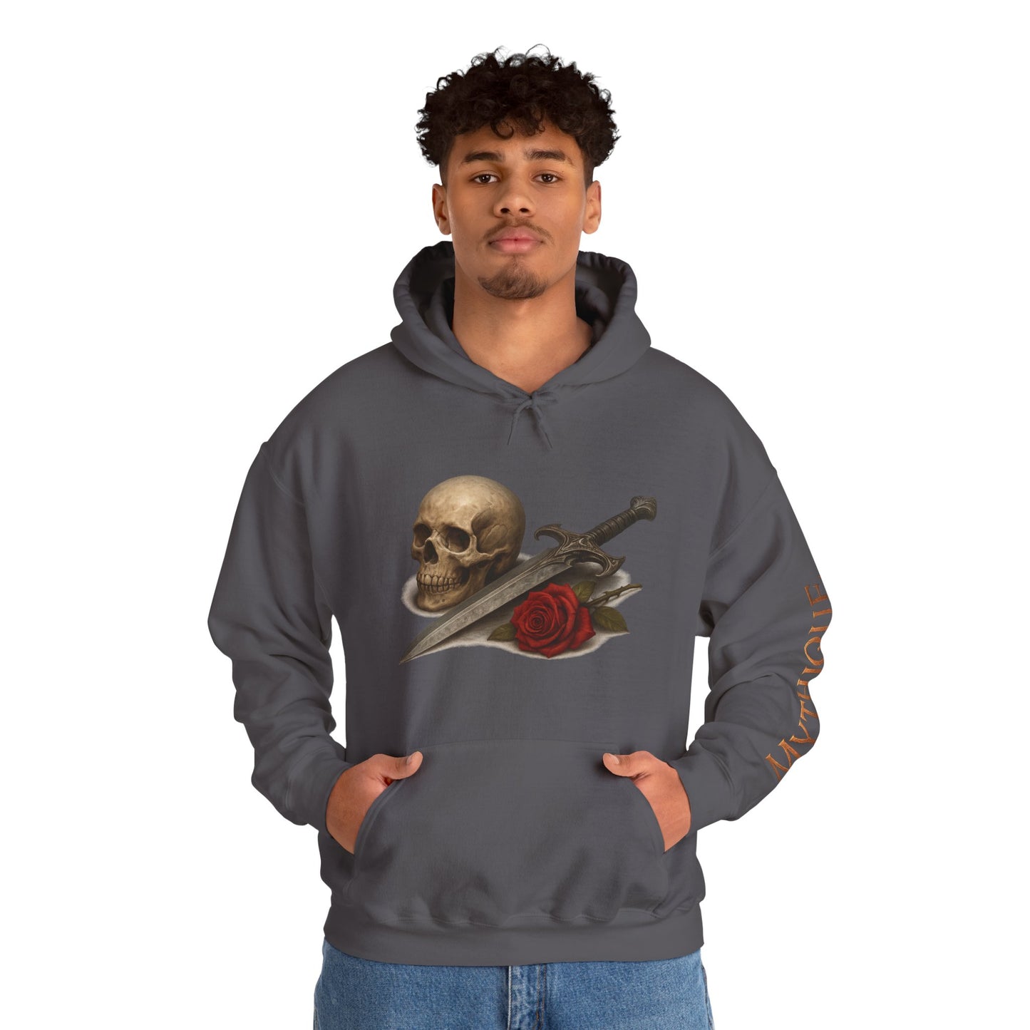 Skull, Dagger & Rose Hoodie — Gothic Tattoo-Inspired Sweatshirt